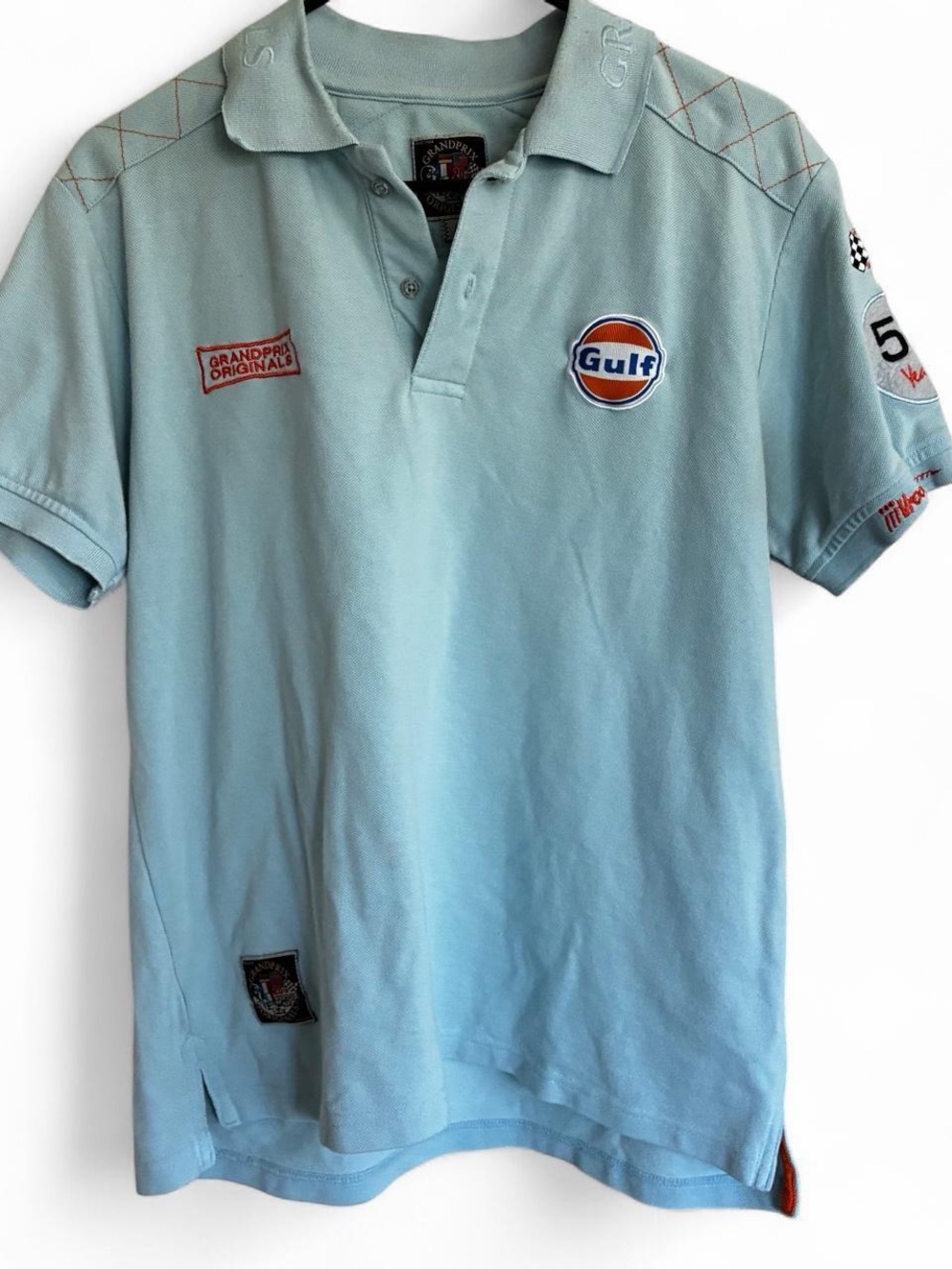 Grand Prix Originals Gulf Logo Light Blue Polo Shirt